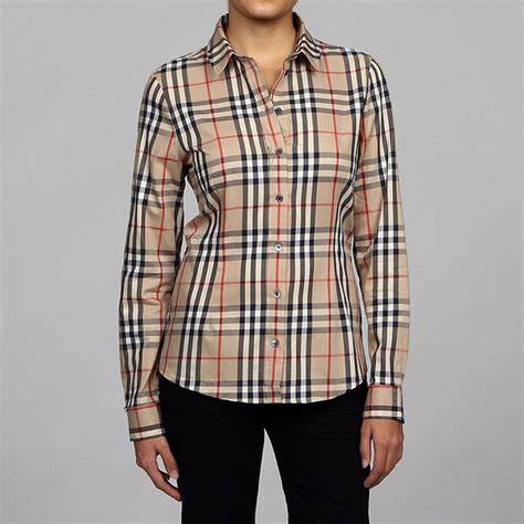 pink and red burberry shirt|Burberry plaid women's shirt.